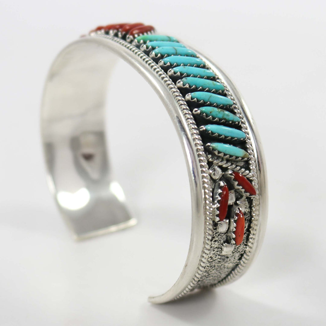 Turquoise and Coral Cuff by Frances Begay - Garland's