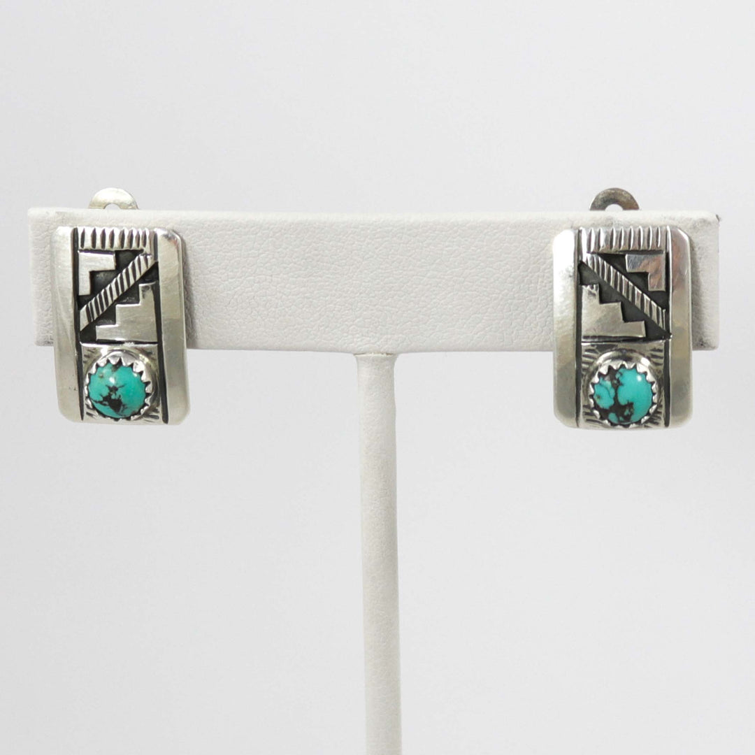 Turquoise Clip Earrings by Peter Nelson - Garland's