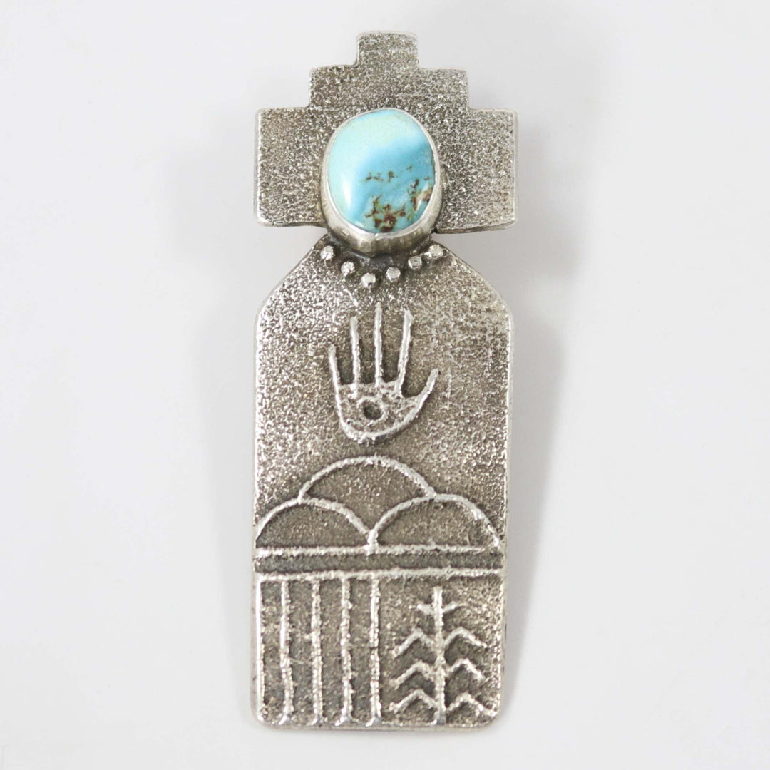 Turquoise Corn Maiden Pendant by Joel Pajarito - Garland's