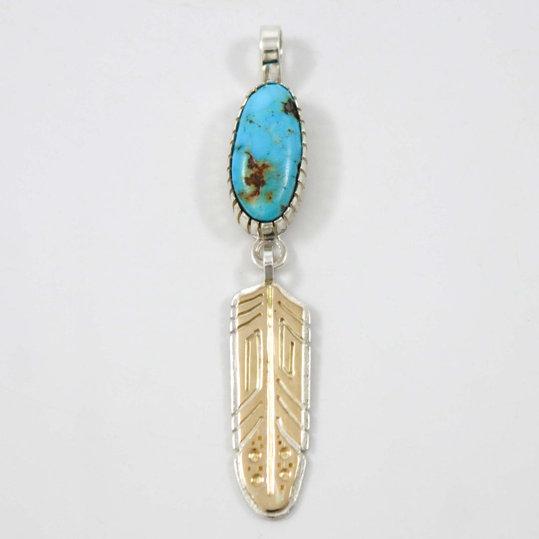 Turquoise Feather Pendant by Robert Taylor - Garland's