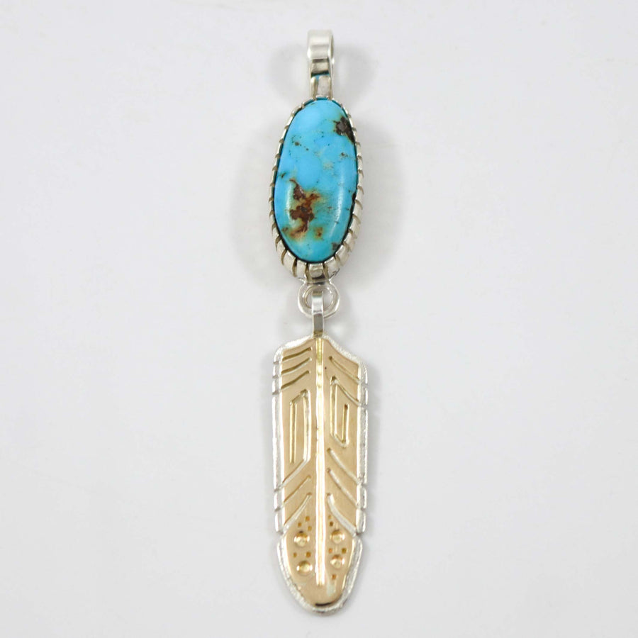 Turquoise Feather Pendant by Robert Taylor - Garland's