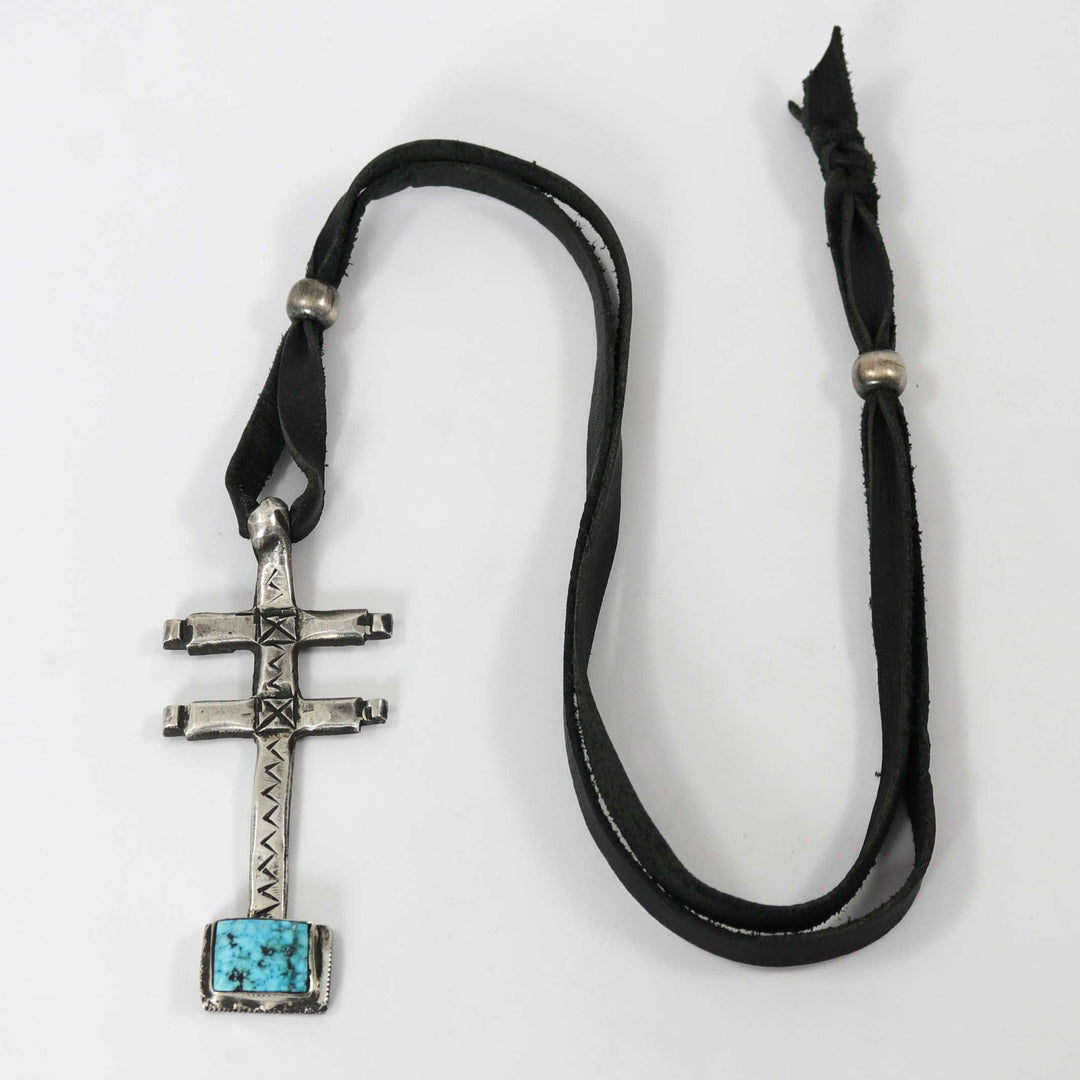 Turquoise Pueblo Cross Pendant by Jock Favour - Garland's