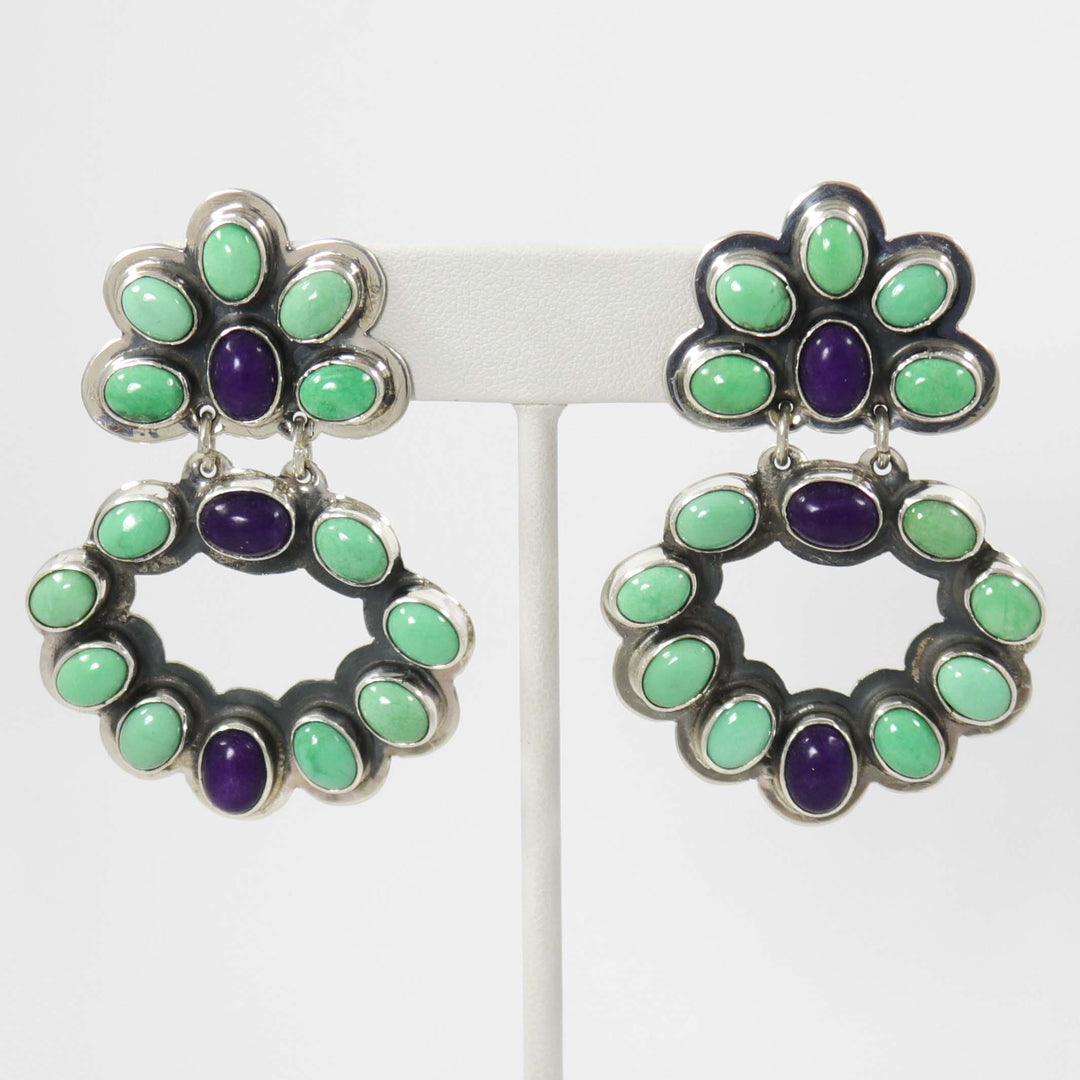 Variscite and Sugilite Earrings by Noah Pfeffer - Garland's