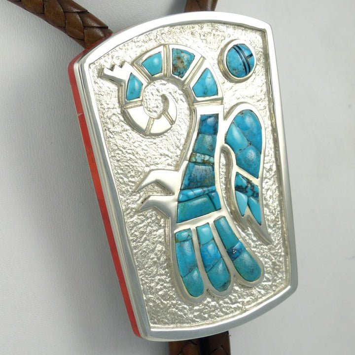 Lone Mountain Turquoise Bola Tie by Michael Perry - Garland's