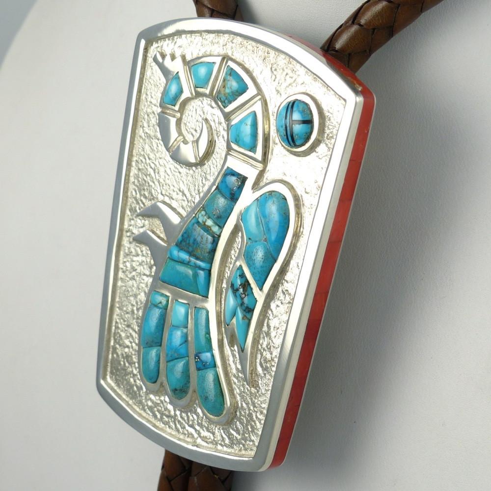 Lone Mountain Turquoise Bola Tie by Michael Perry - Garland's