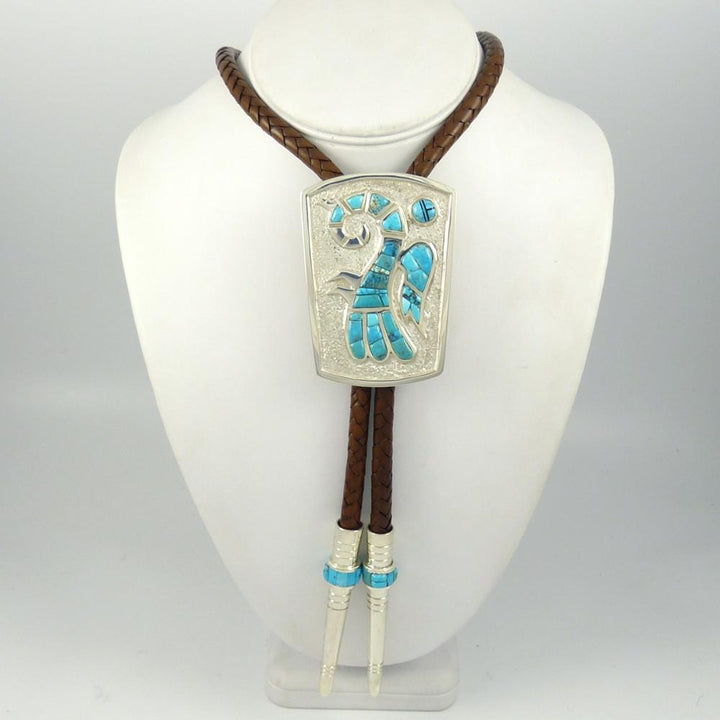 Lone Mountain Turquoise Bola Tie by Michael Perry - Garland's