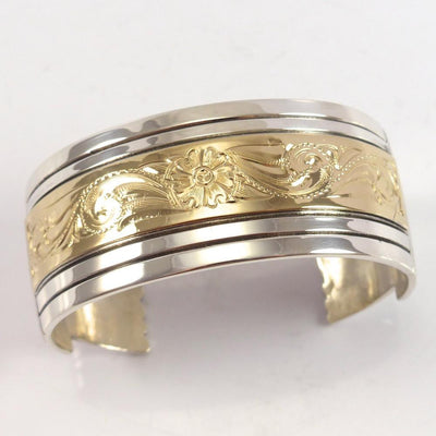Gold on Silver Cuff by Leonard Nez - Garland's
