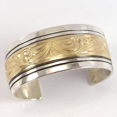 Gold on Silver Cuff by Leonard Nez - Garland's