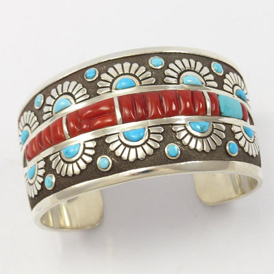 Turquoise and Coral Cuff by Michael Perry - Garland's