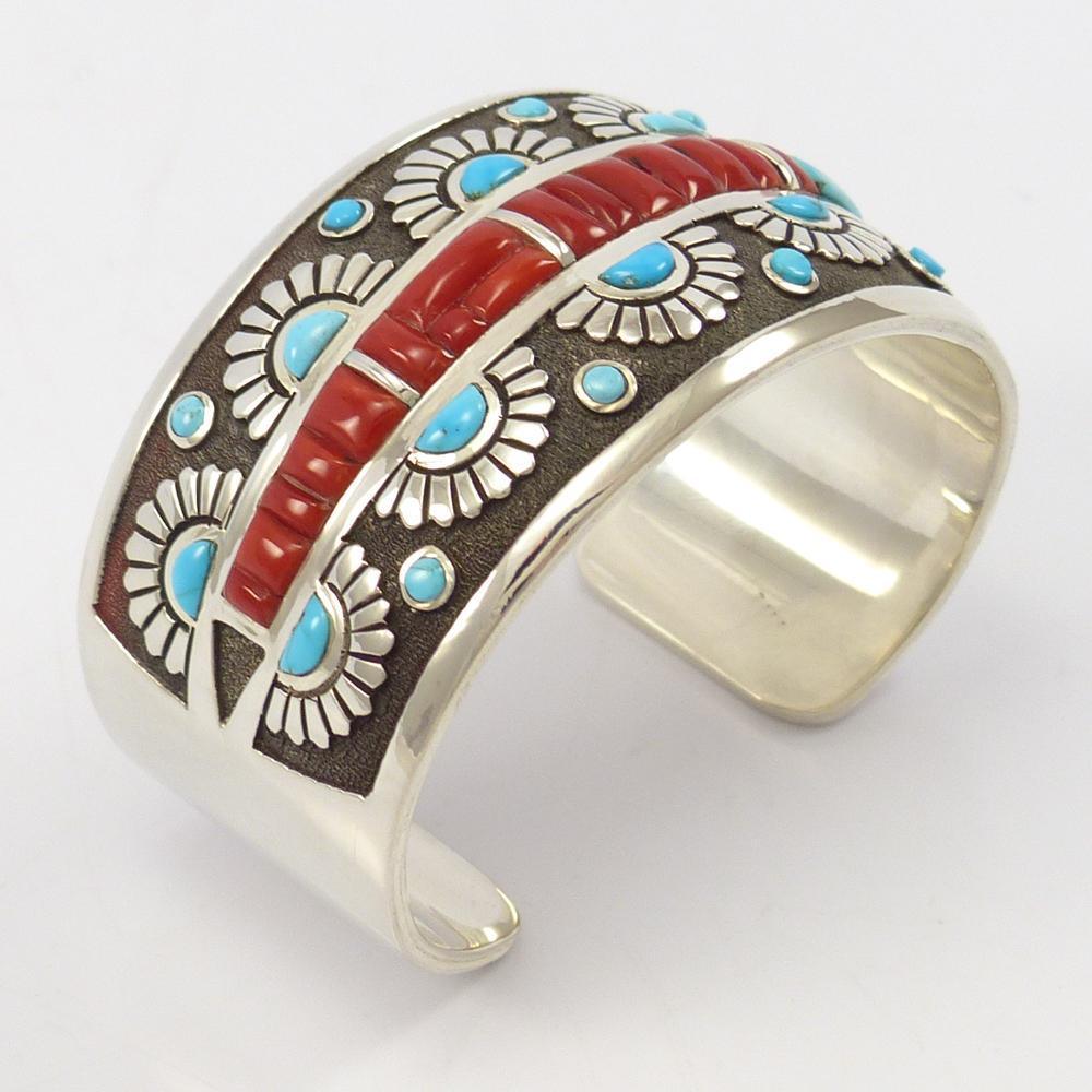 Turquoise and Coral Cuff by Michael Perry - Garland's