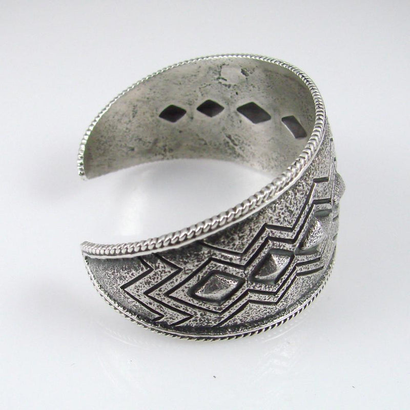 Stamped Silver Cuff by Fidel Bahe - Garland&