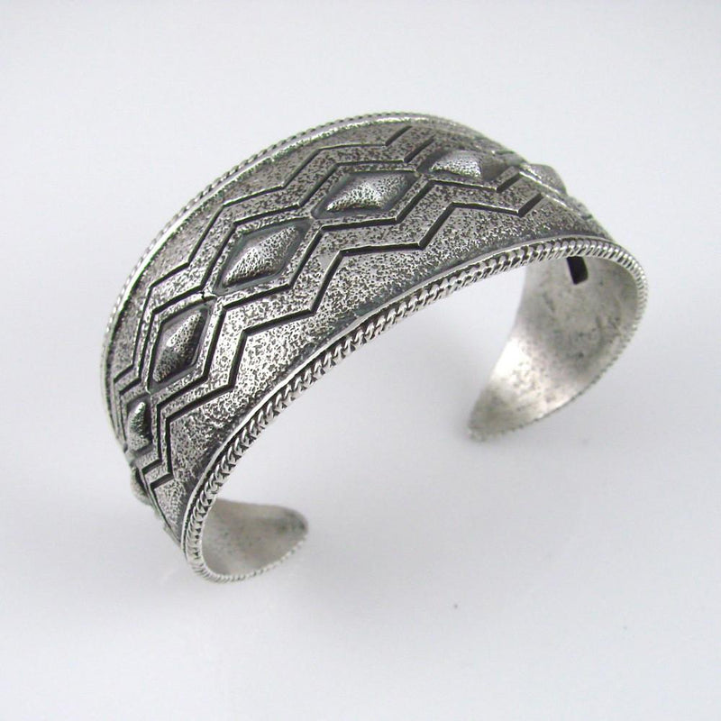 Stamped Silver Cuff by Fidel Bahe - Garland&