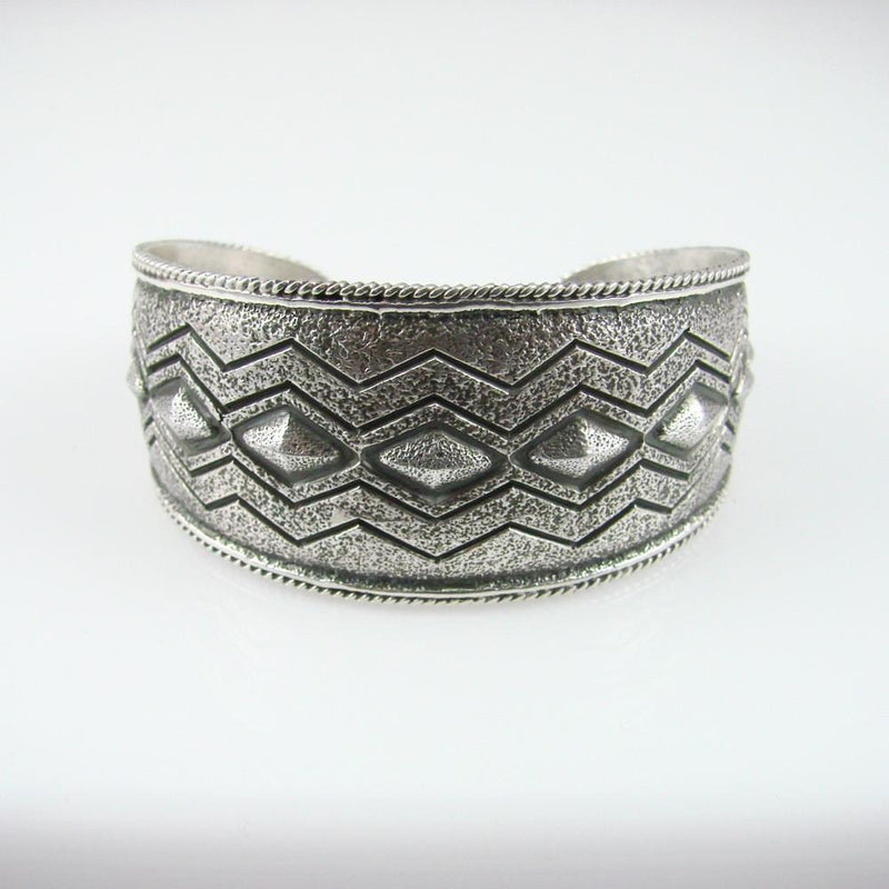 Stamped Silver Cuff by Fidel Bahe - Garland&
