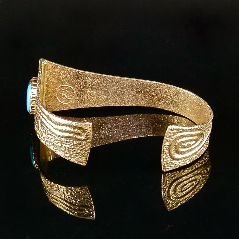 Bisbee Turquoise and Gold Cuff by Ric Charlie - Garland&