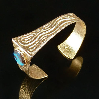 Bisbee Turquoise and Gold Cuff by Ric Charlie - Garland's