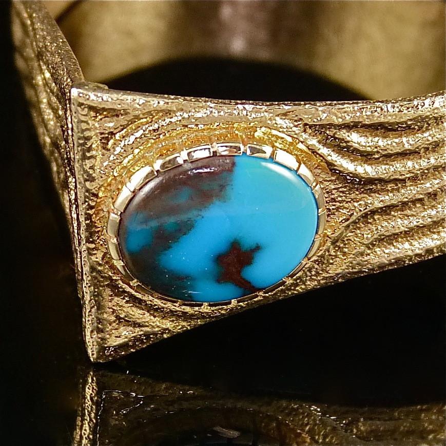 Bisbee Turquoise and Gold Cuff by Ric Charlie - Garland's