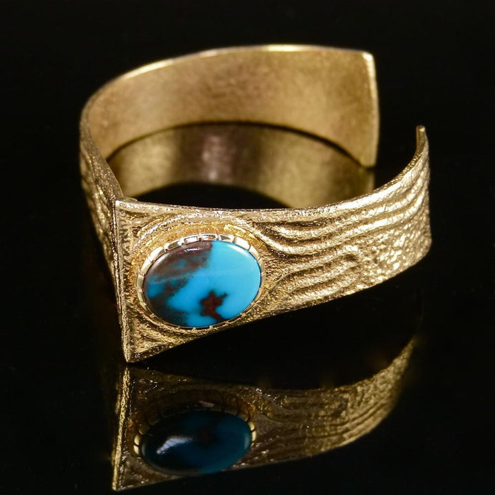 Bisbee Turquoise and Gold Cuff by Ric Charlie - Garland's