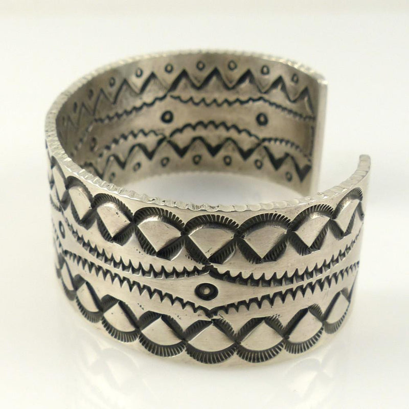 Double-Sided Stamped Silver Cuff by Stewart Yellowhorse - Garland&