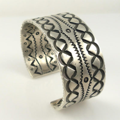 Double-Sided Stamped Silver Cuff by Stewart Yellowhorse - Garland's