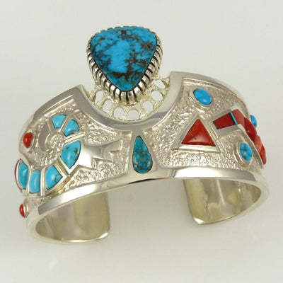 Turquoise and Coral Cuff by Michael Perry - Garland's