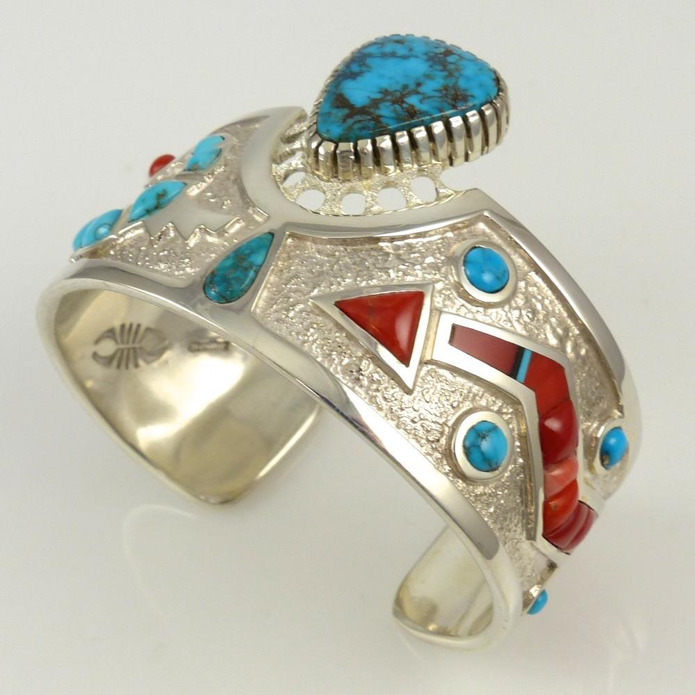Turquoise and Coral Cuff by Michael Perry - Garland's