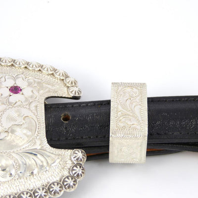 Engraved Silver Ranger Set Buckle by Julius Keyonnie - Garland's