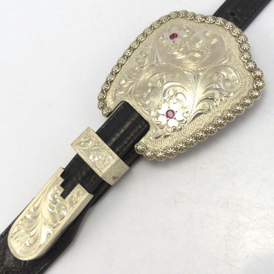 Engraved Silver Ranger Set Buckle by Julius Keyonnie - Garland's