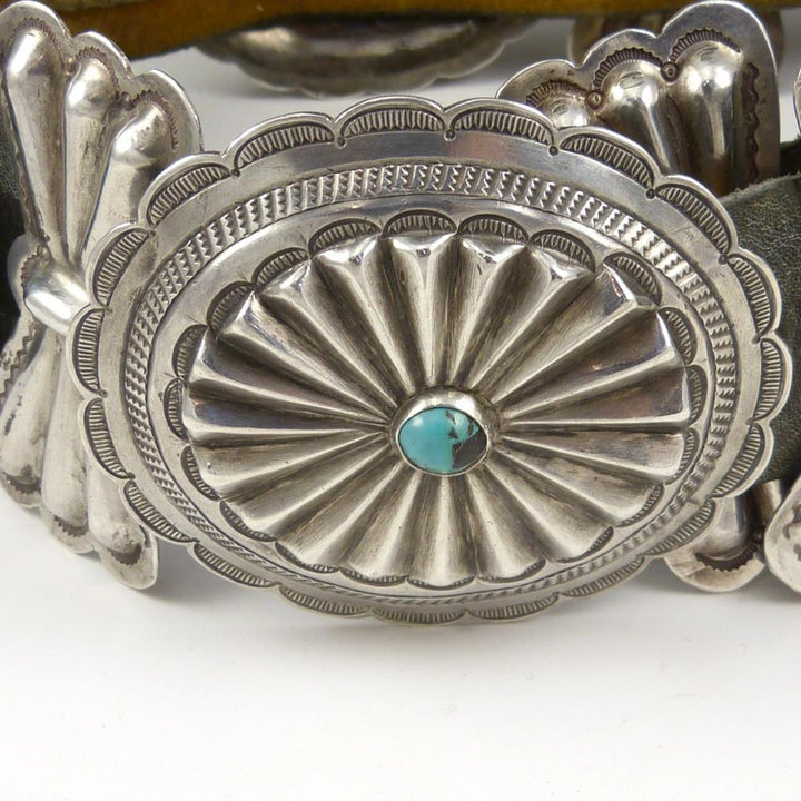 1950s Concha Belt with Bisbee Turquoise by Vintage Collection - Garland's