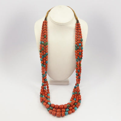 Coral and Turquoise Bead Necklace by Lester Abeyta - Garland's