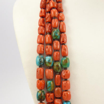 Coral and Turquoise Bead Necklace by Lester Abeyta - Garland's