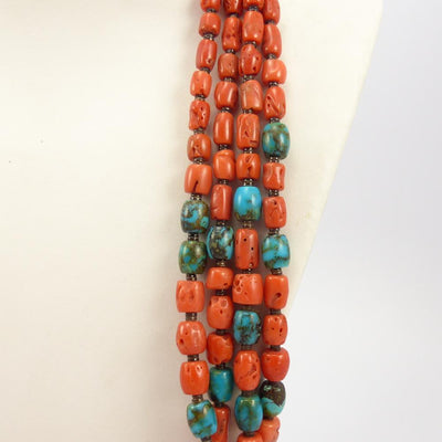 Coral and Turquoise Bead Necklace by Lester Abeyta - Garland's