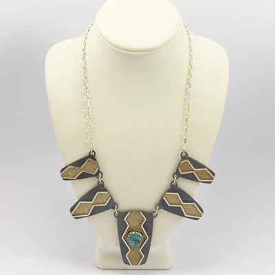 Lone Mountain Turquoise Necklace by Mark Roanhorse Crawford - Garland's