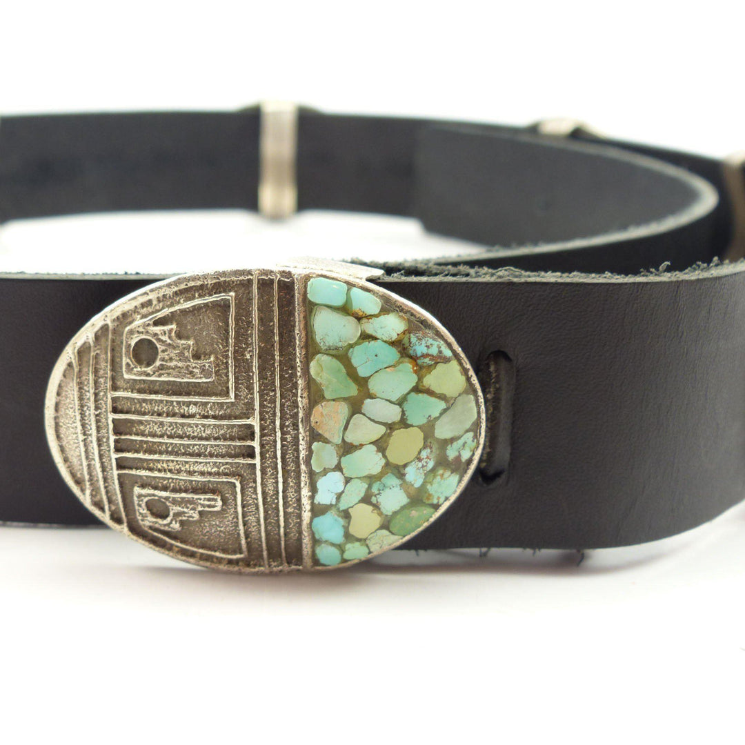 Cerrillos Turquoise Concha Belt by Cordell Pajarito - Garland's