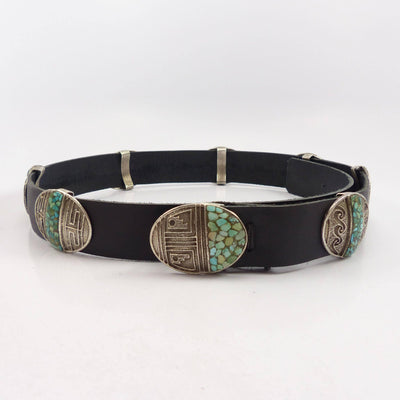 Cerrillos Turquoise Concha Belt by Cordell Pajarito - Garland's