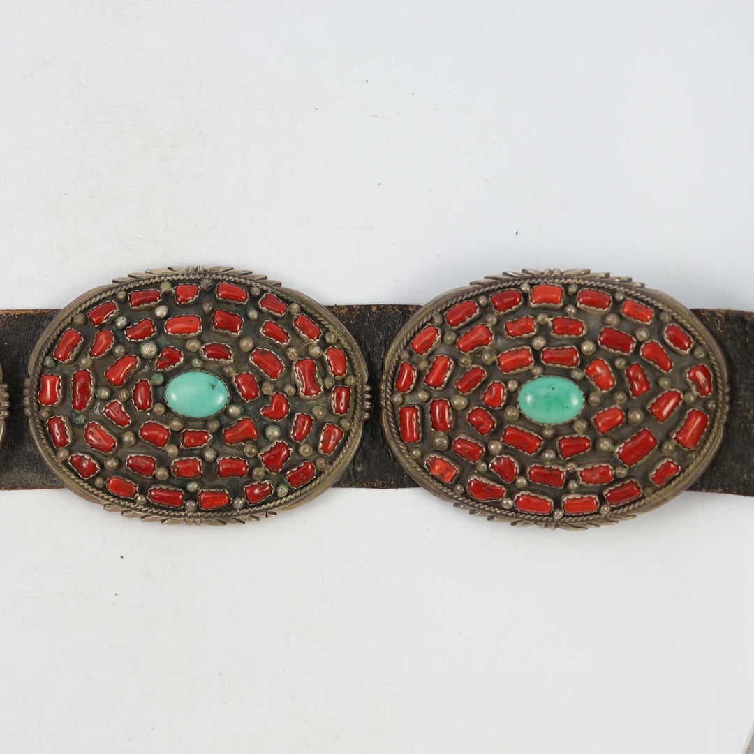 1950s Coral and Turquoise Concha Belt by Vintage Collection - Garland's
