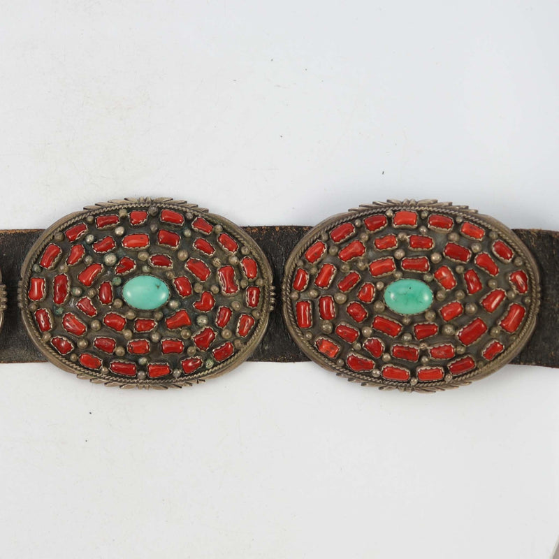 1950s Coral and Turquoise Concha Belt by Vintage Collection - Garland&