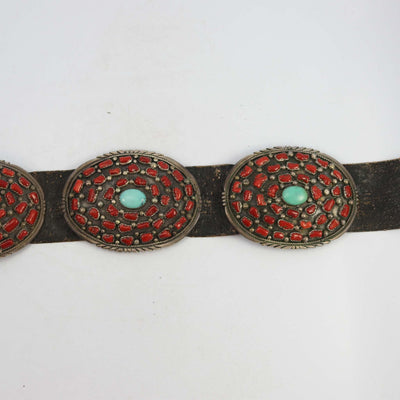 1950s Coral and Turquoise Concha Belt by Vintage Collection - Garland's