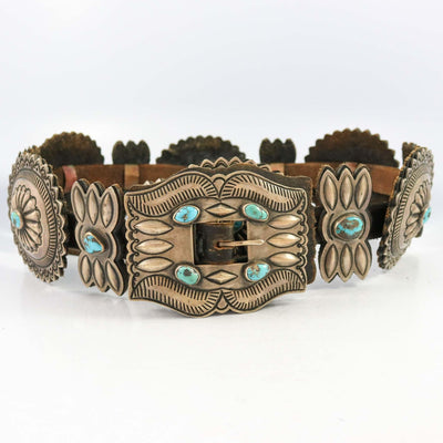1940s Morenci Turquoise Concho Belt by Vintage Collection - Garland's