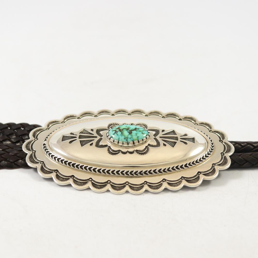 Kingman Turquoise Bola Tie by Fidel Bahe - Garland's