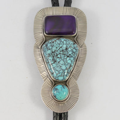 Turquoise and Sugilite Bola Tie by Albert Jake and Bruce Eckhardt - Garland's