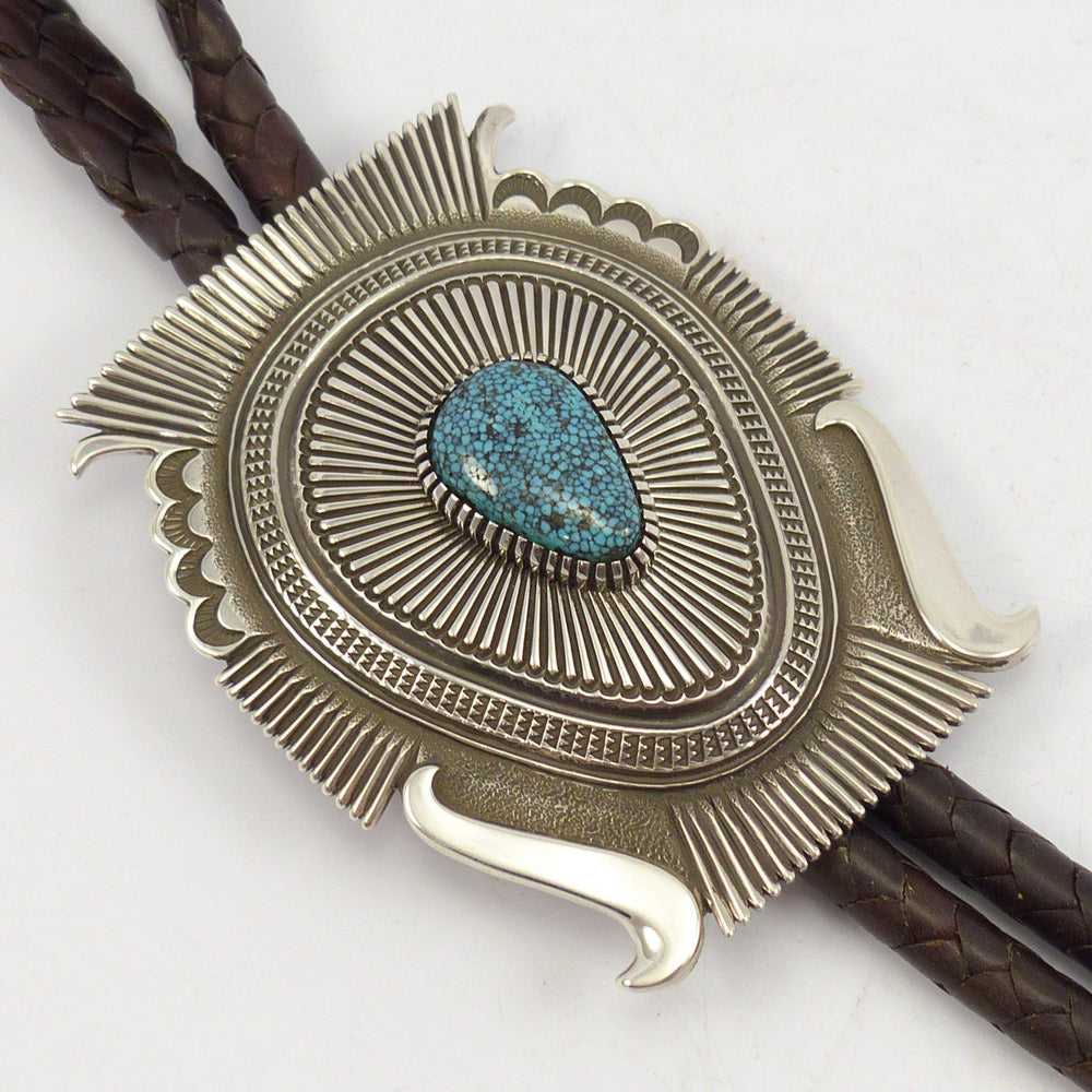 Kingman Turquoise Bola Tie by Ron Bedonie - Garland's