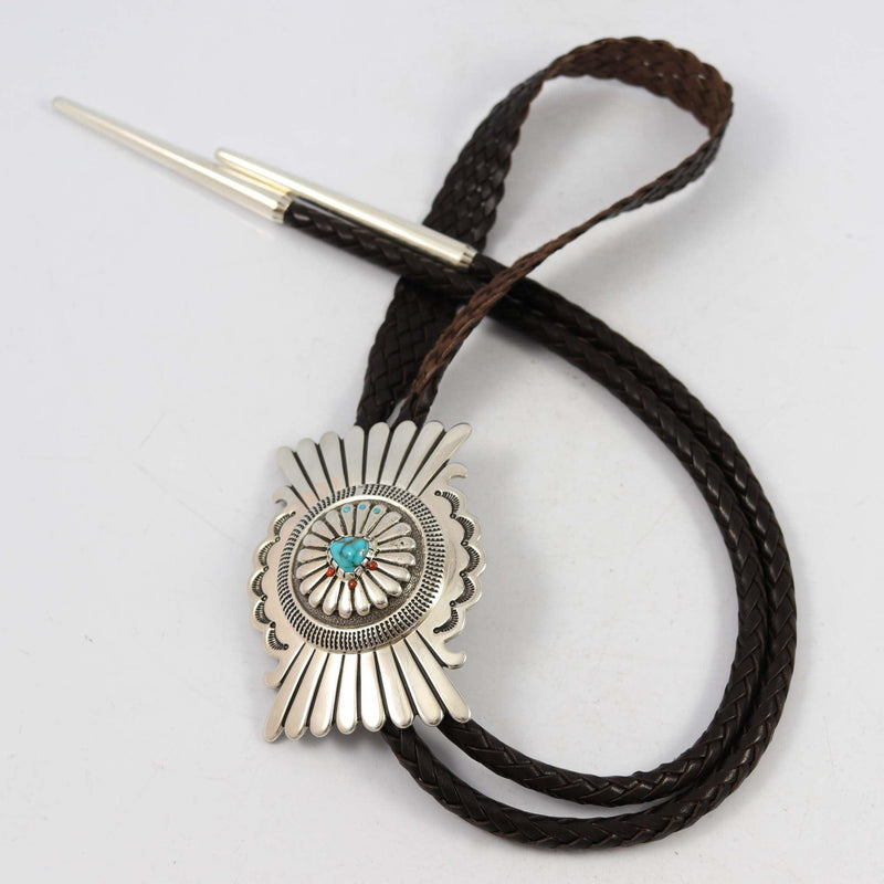 Lone Mountain Turquoise Bola Tie by Fidel Bahe - Garland&
