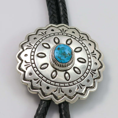 Blue Gem Turquoise Bola Tie by Pete Johnson - Garland's