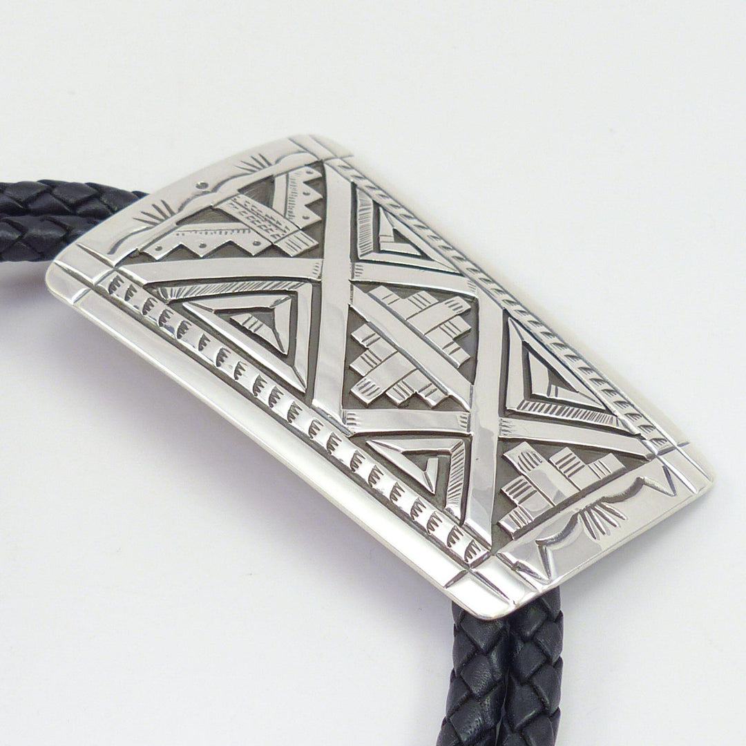 Silver Overlay Bola Tie by Peter Nelson - Garland's