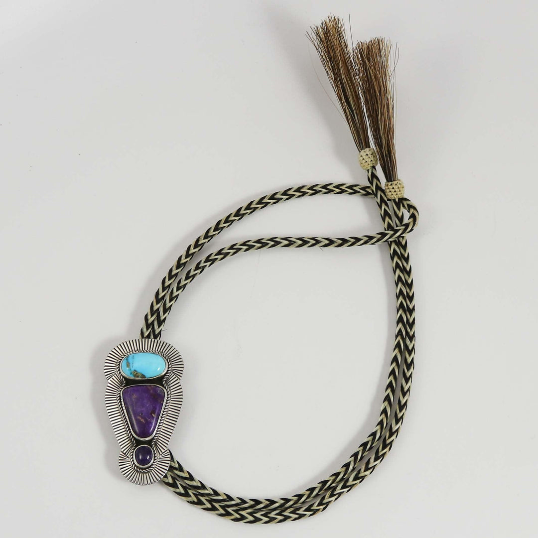 Turquoise and Sugilite Bola Tie by Bruce Eckhardt - Garland's
