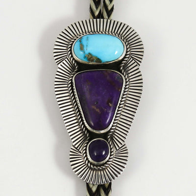 Turquoise and Sugilite Bola Tie by Bruce Eckhardt - Garland's