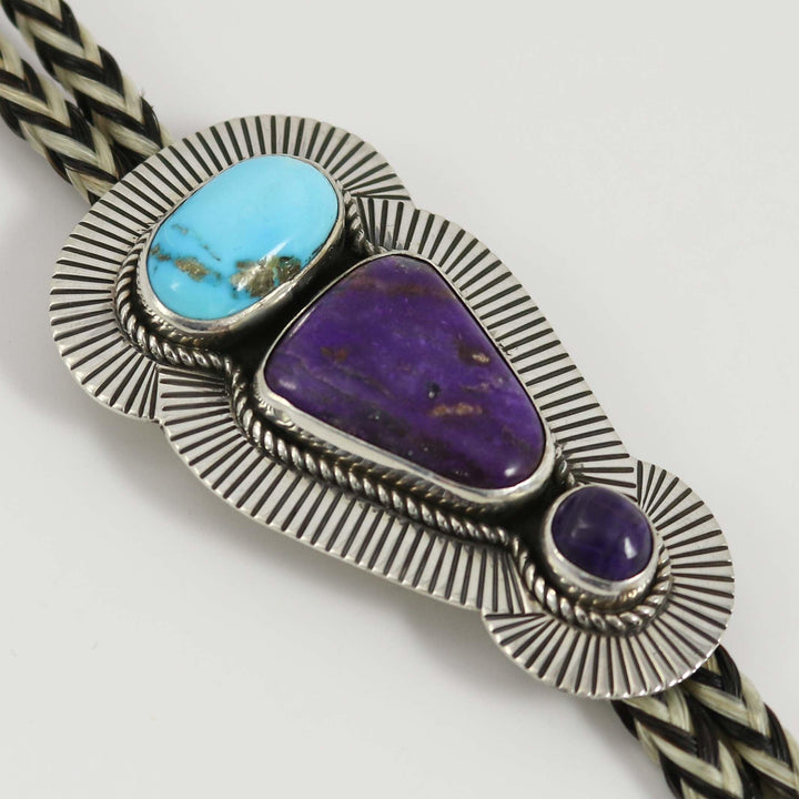 Turquoise and Sugilite Bola Tie by Bruce Eckhardt - Garland's