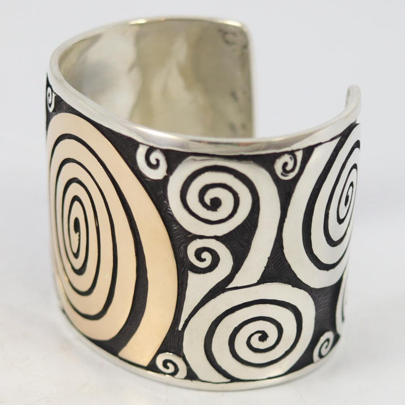 Gold and Silver Cuff by Watson Honanie - Garland&