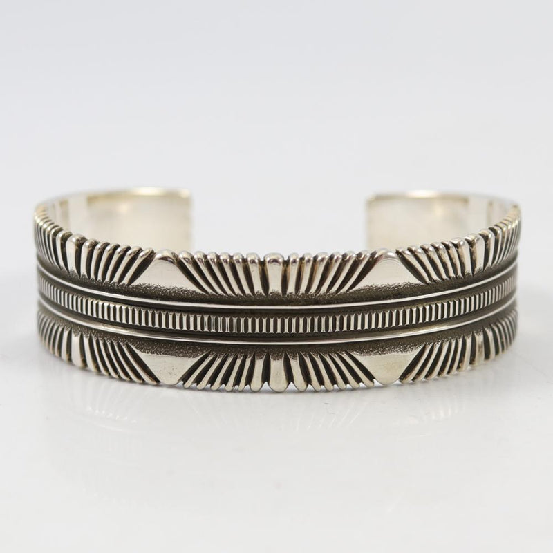 Stamped Silver Cuff by Ron Bedonie - Garland&
