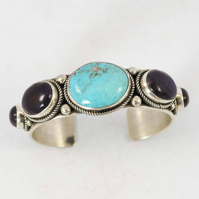 Morenci Turquoise and Sugilite Cuff by Albert Jake and Bruce Eckhardt - Garland's